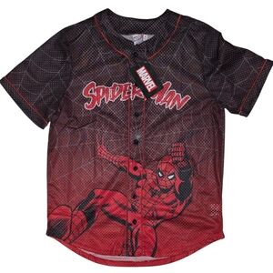 NWT Official Marvel Spiderman Mens Baseball Jersey Size M
